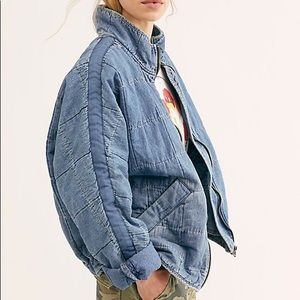 Free People Dolman Quilted Denim Jacket